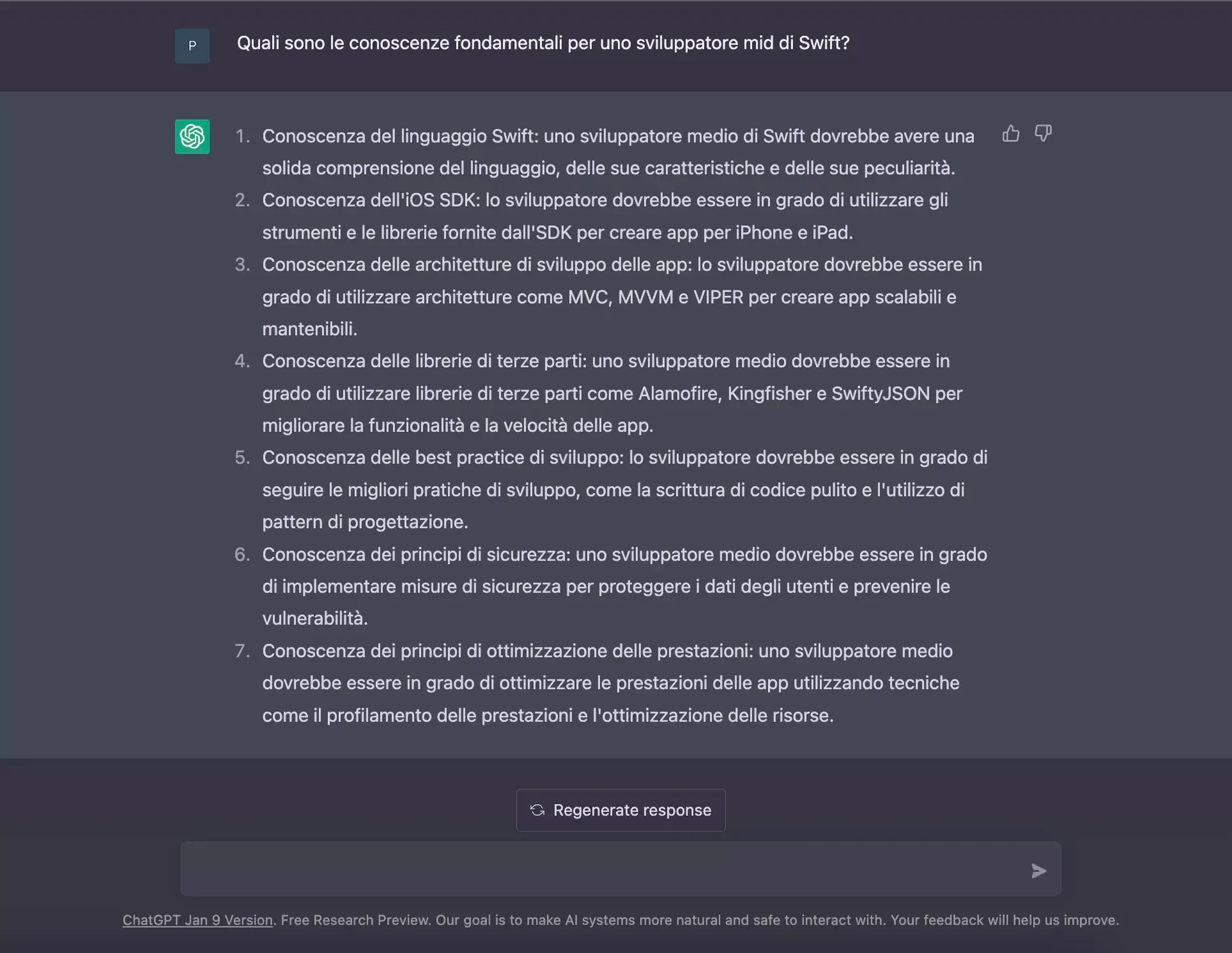 Conoscenza fondamentali per un dev mid secondo ChatGpt